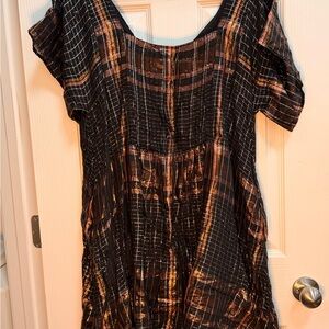 Free People Black Tunic with Copper Stripe Detail